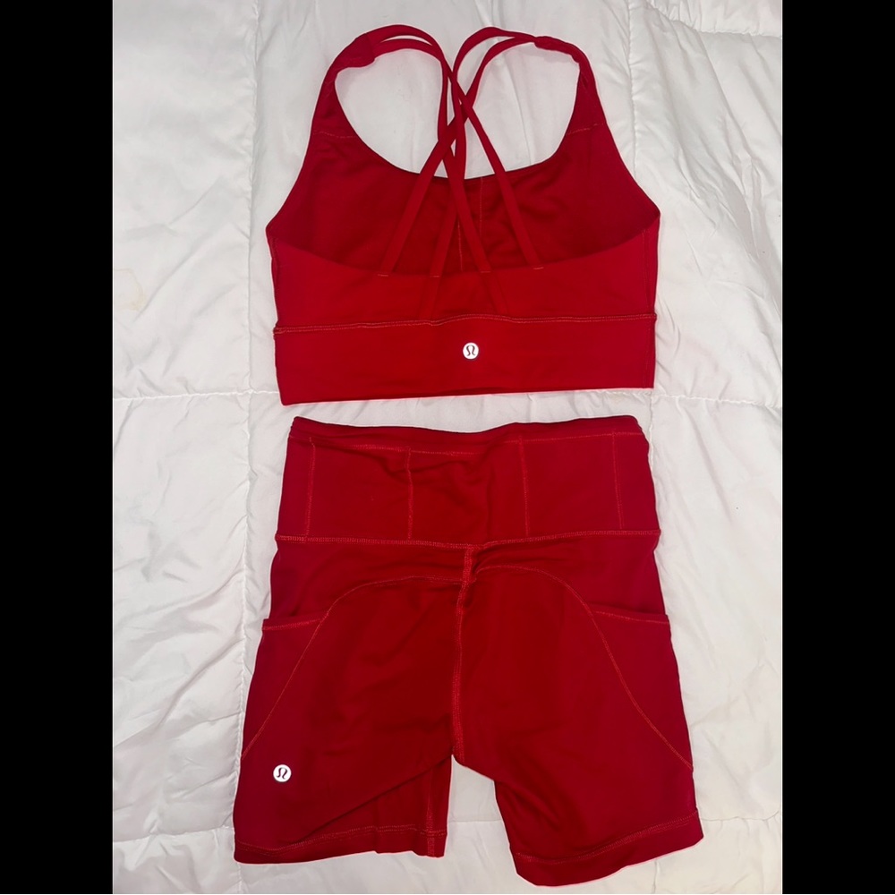 Lululemon Biker Short Set Red